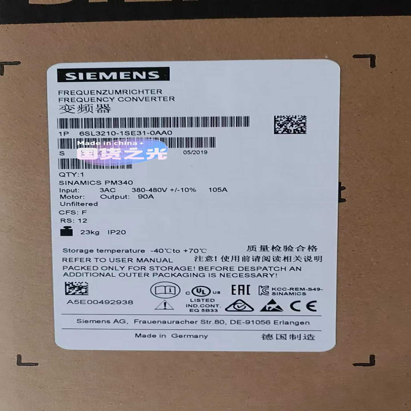 西门子变频器6SL3210-1SE31-0AA0全新原装，特~询价