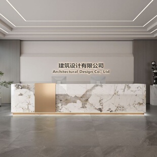 公司前台圆弧烤漆接待台商场超市美容养生馆收银台办公吧台转角台