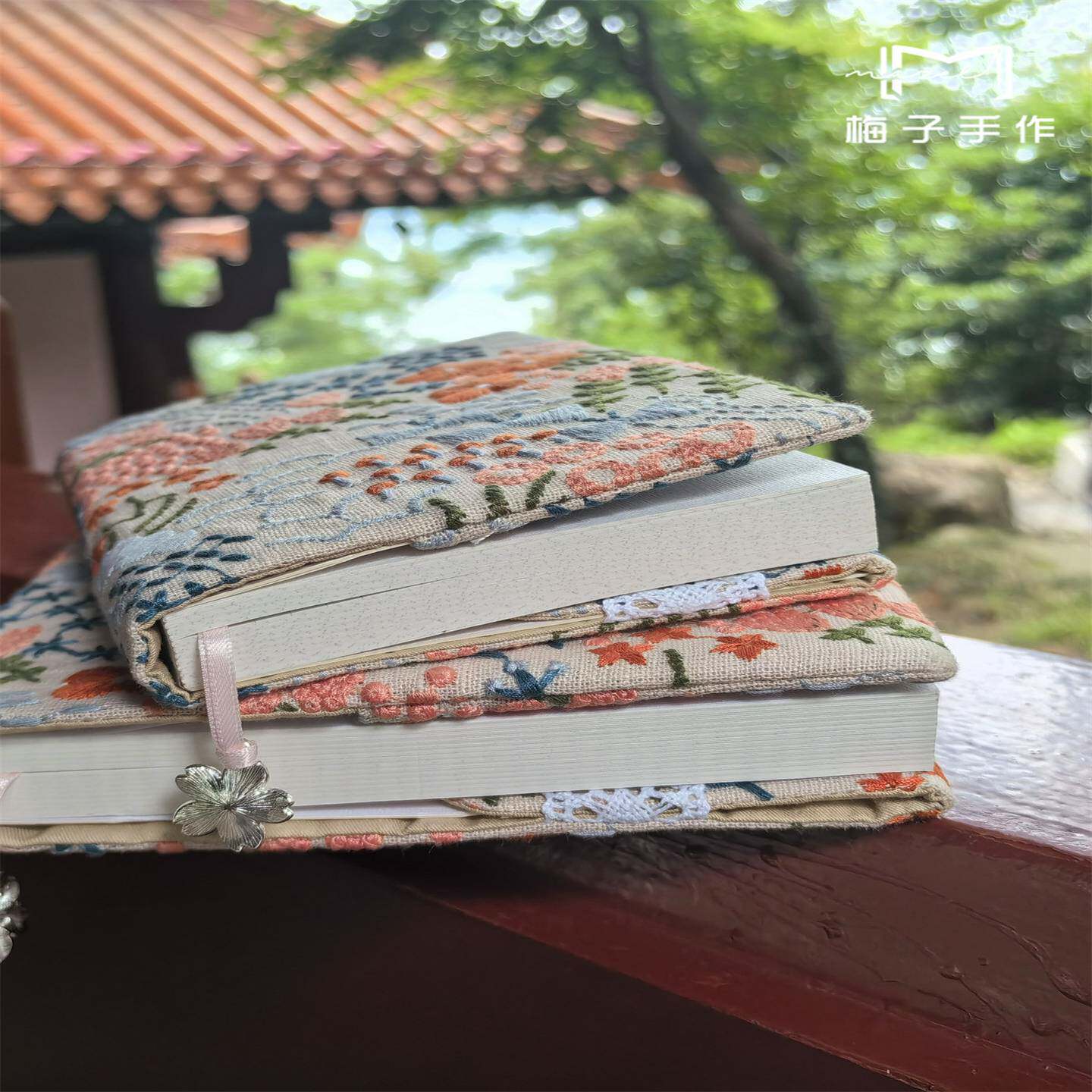 小原流花集 日式和风棉麻刺绣手帐本 A5A6手账日记本 活页定制