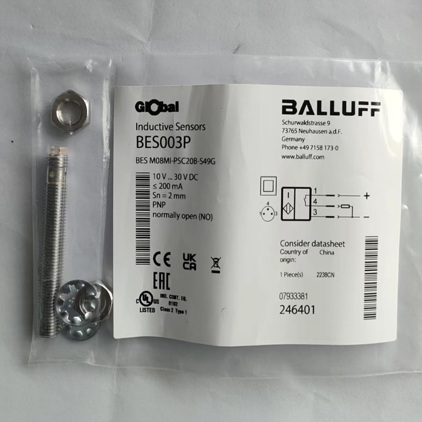 Balluff 巴鲁夫 BES003P BES M08MI-PSC20B-S49G-电感式接近询价