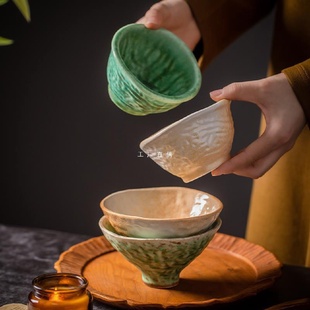 莳绘金缮景德镇创意手工5英寸斗笠碗米饭碗家用粗陶复古小汤碗