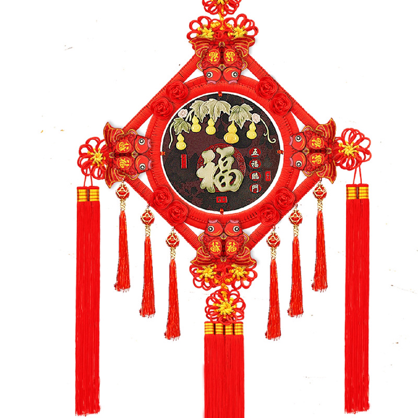 厂家批发挂件福字大号客厅中号家居挂饰乔迁装仿玉石中国结