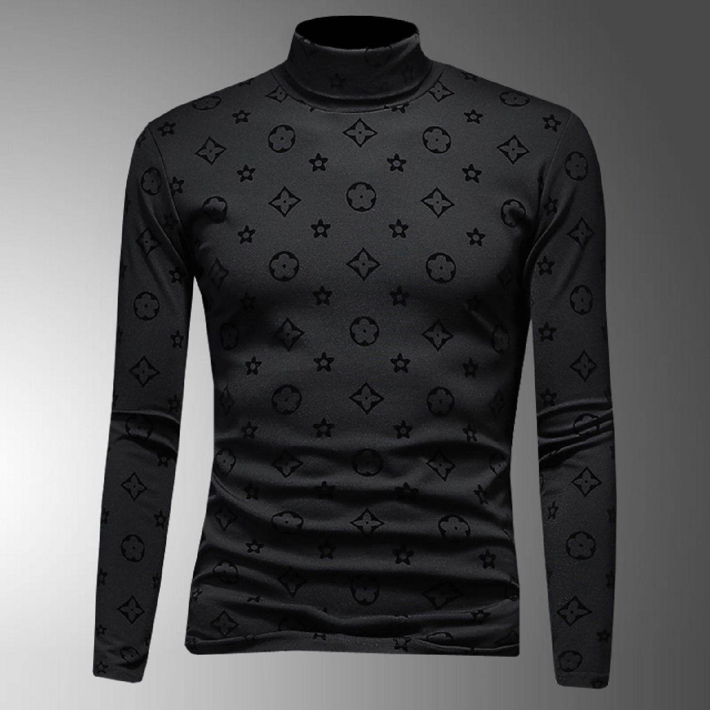 欧洲站大牌男薄绒高领打底衫丝光棉长袖恤修身大尺码轻奢内搭小衫