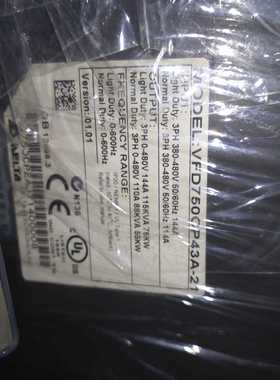 台达变频器CP200075KWVFD750CP43A-2询价