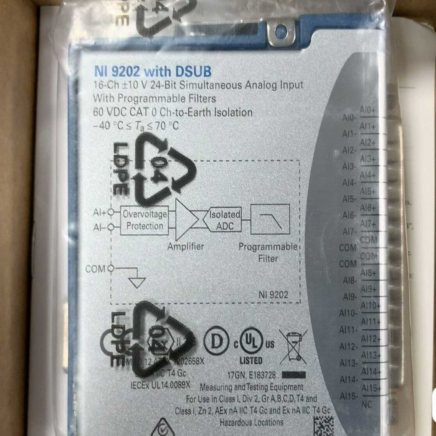 原装NI9202模拟输入模块，16通道，24位，支持D