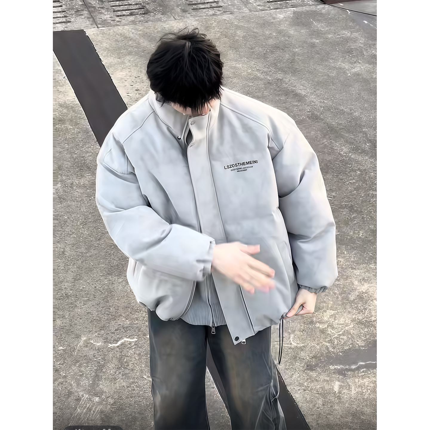 美式PU皮雾面防水羽绒服男士冬季痞帅高级感外套cleanfit棉服外套