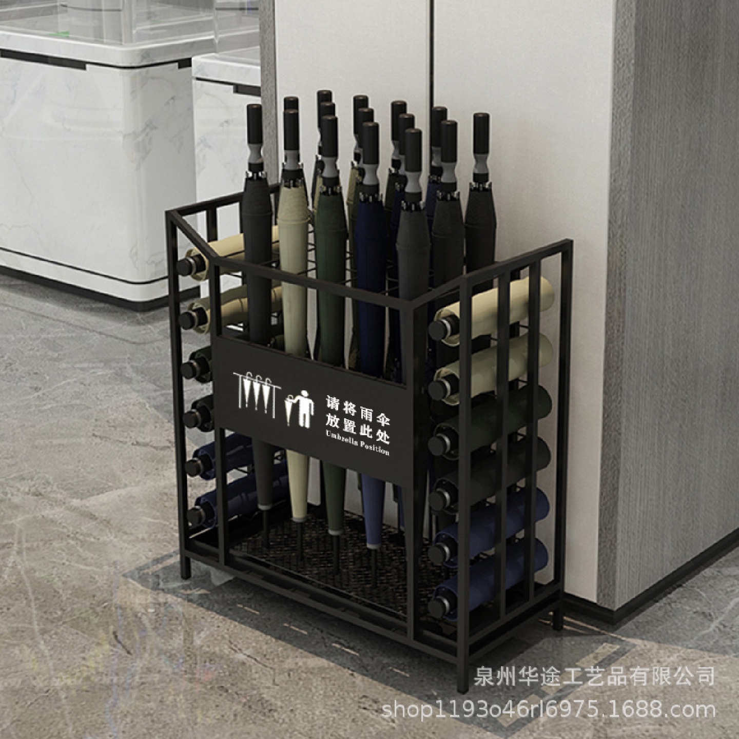 酒店大堂雨伞收纳架售楼部店铺门口放伞架雨伞沥水架轻奢商用