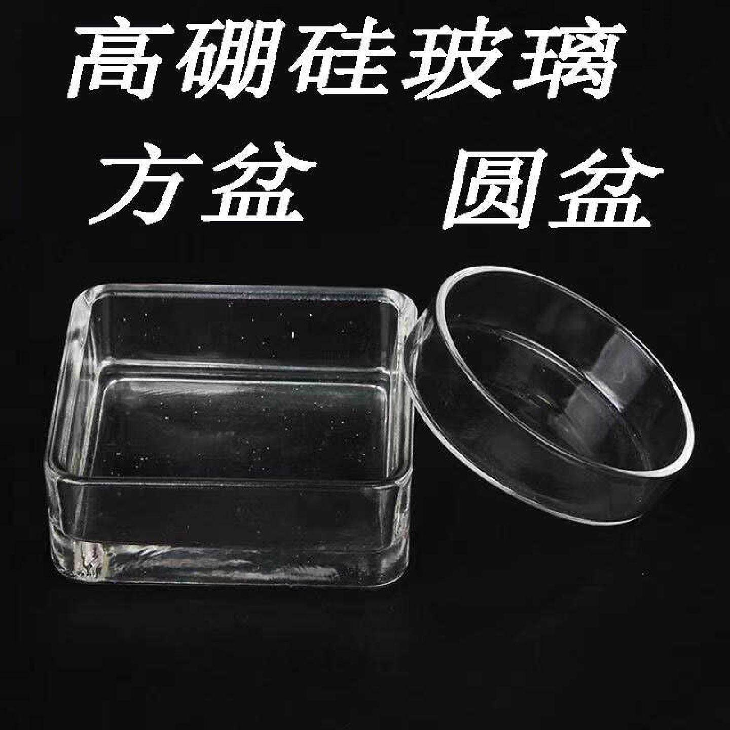 鱼缸水晶虾玻璃喂食盆方食盆圆盆观赏虾喂食器食盆虾粮盘饲料盆