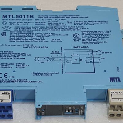 MTL MTL5011B SWITCHPROXIMITY DETECTOR INTERFACE MT1225000818