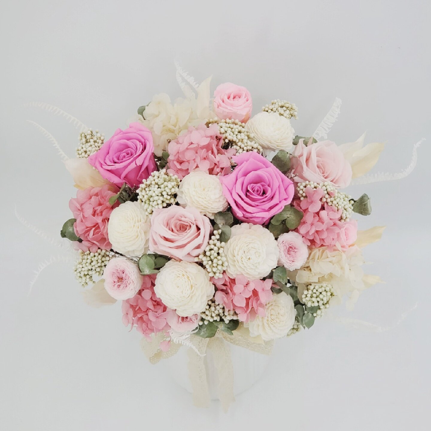 进口奥斯汀永生玫瑰花新娘结婚婚礼手捧花束花球家居装饰干花摆件