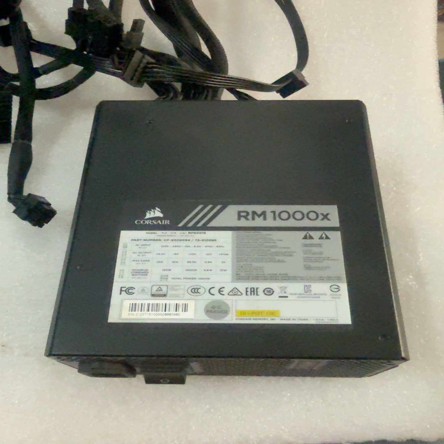 （议价）海盗船RM1000X1000w金牌全模组电源，