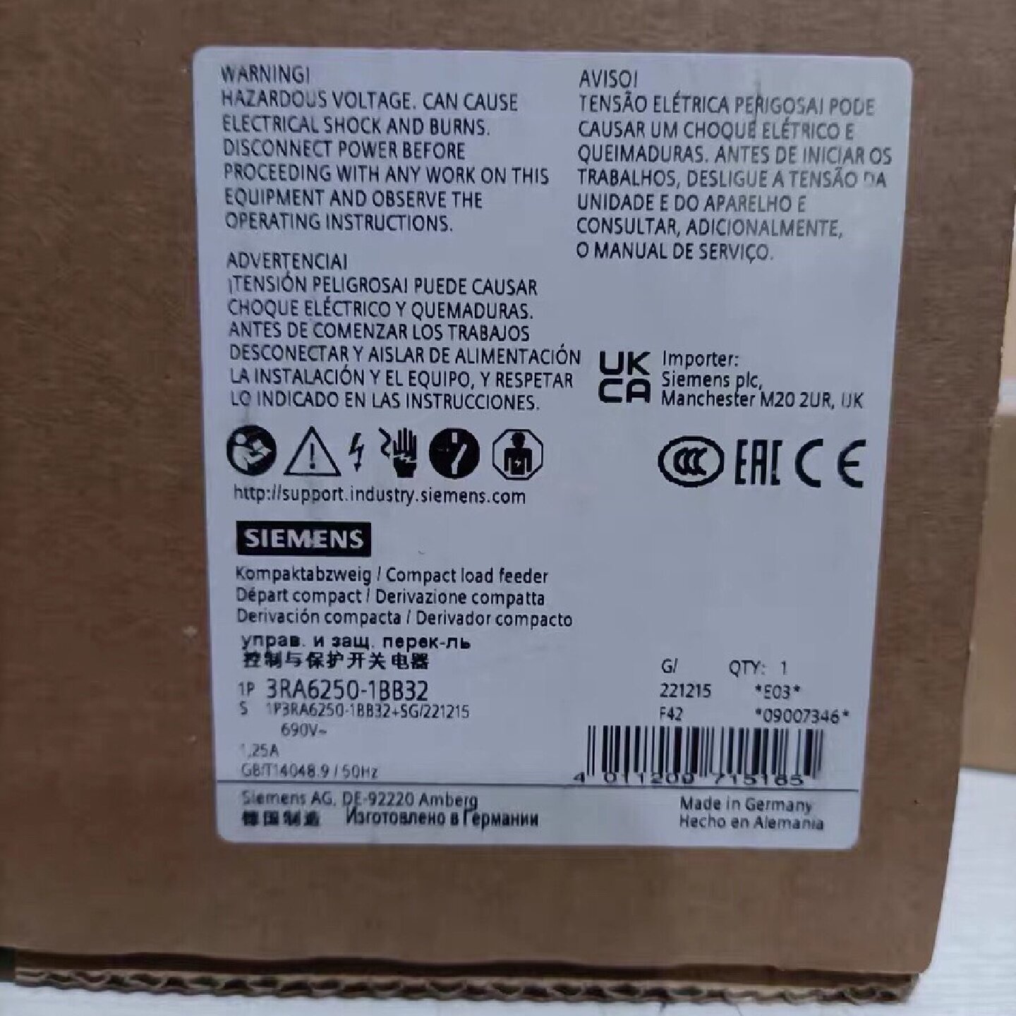 议价--3RA6250-1BB32西门子控制与保护开关电器全新原装