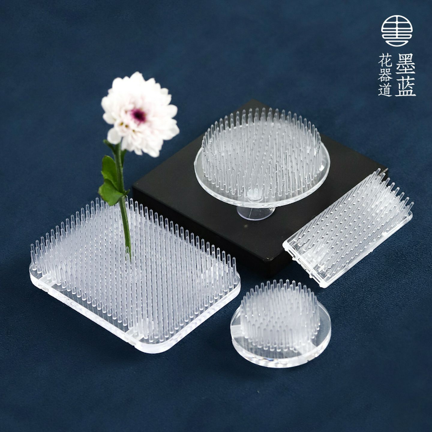 塑料透明剑山插花器禅意中式日式花道插花剑山小原流池坊插花底座