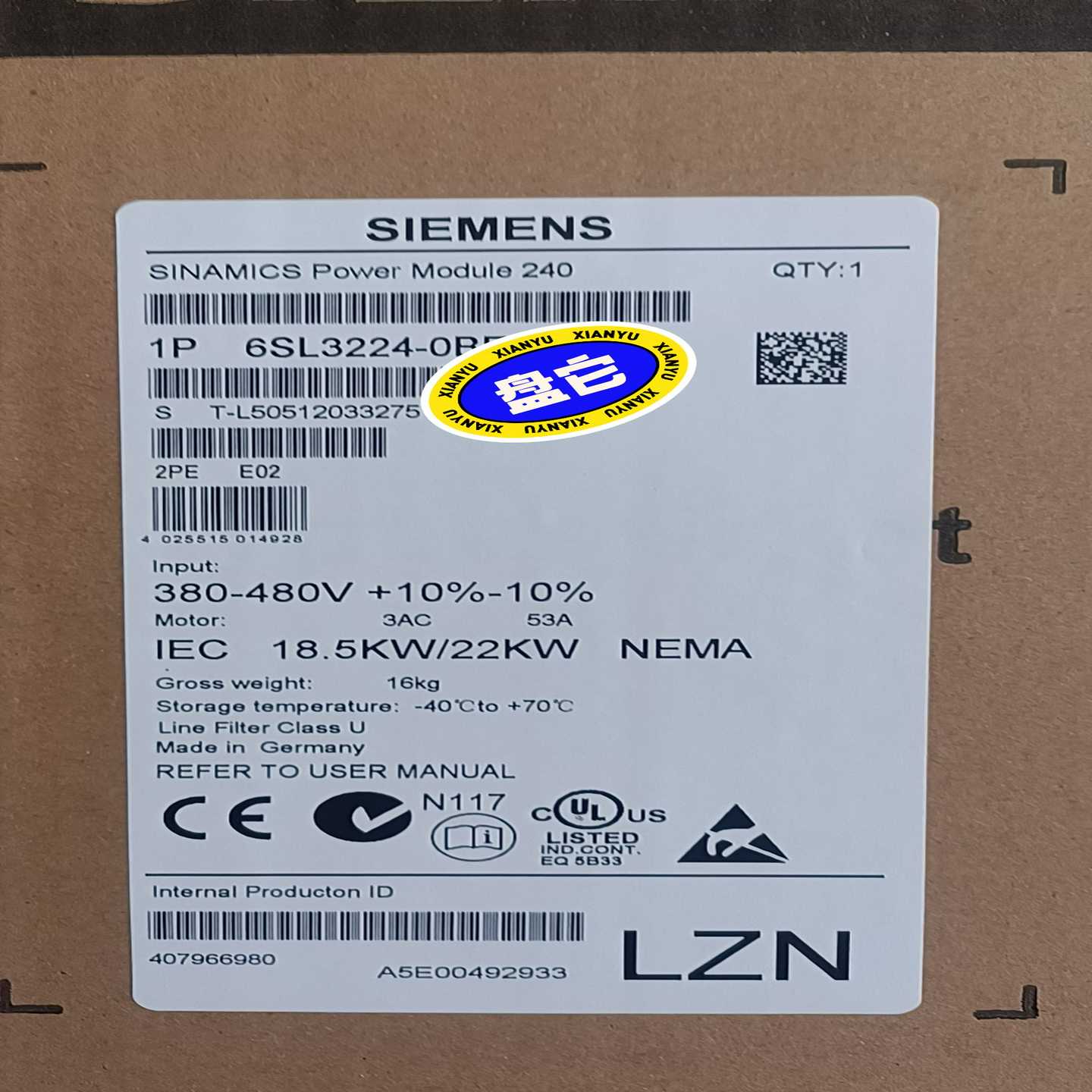西门子变频器6SL3224-0BE32-2AA0全新原装，特~询价