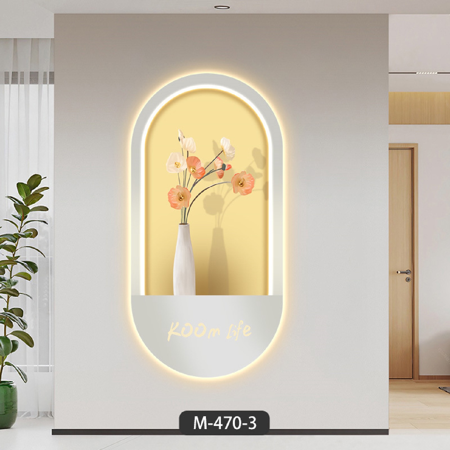 现代轻奢玄关装饰画创意椭圆形led灯画高级感客厅走廊过道墙挂画图片