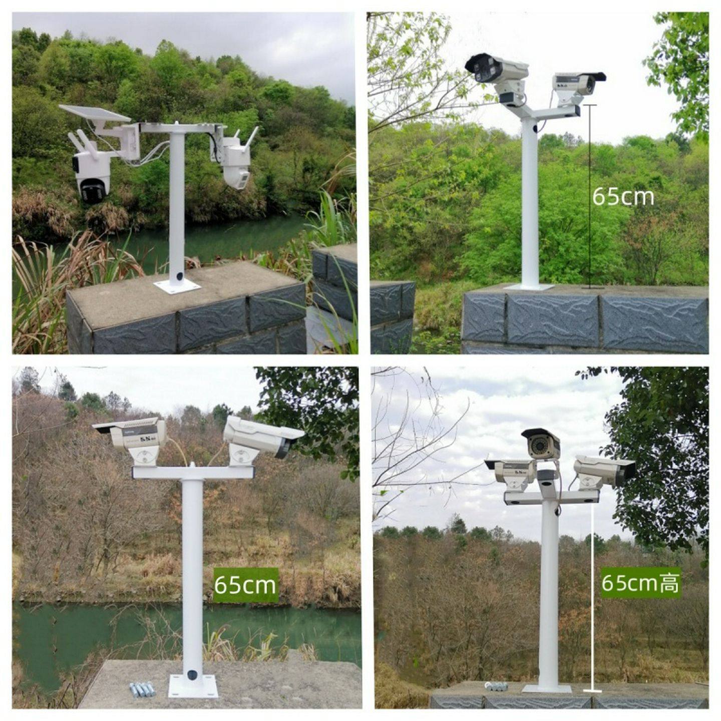 监控立杆支架停车场小区监控杆围墙立柱室外摄像机枪机支架平面