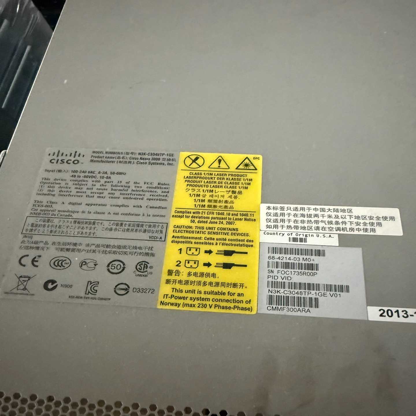 询价思科N3K-C3048TP-1GE48口千兆交换机10