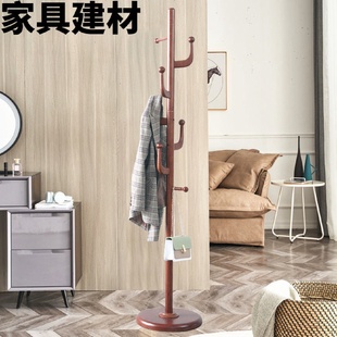 家用转角大衣服 ShJ实木衣帽架卧室落地挂衣架北欧现代简约单杆式