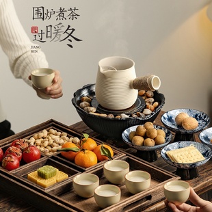 电陶炉室内家用罐罐奶茶壶烤奶茶罐煮茶壶瓷 围炉煮茶器具全套新款