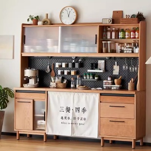 北欧实木餐边柜家用餐厅多功能收纳茶水柜小户型客厅靠墙储物柜