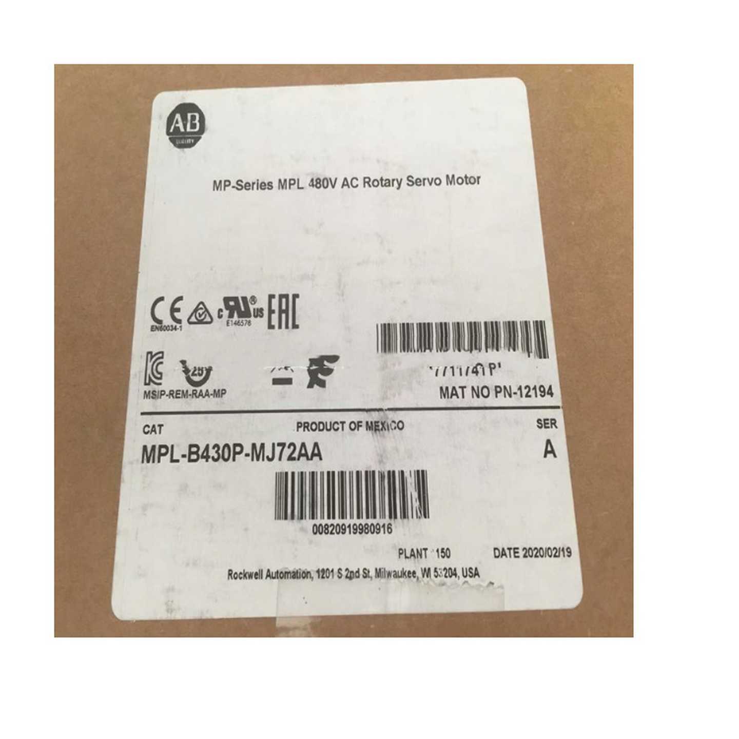 AB罗克韦尔伺服电机MPLb-A1520U-EJ72AA