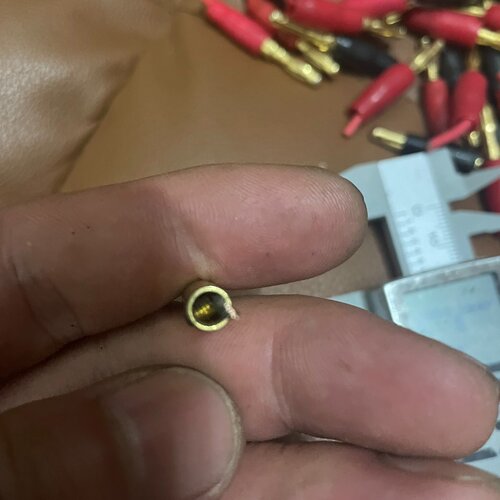询价-纯铜镀金免焊接香蕉插头成色如图保真正口镀金厚实漂亮