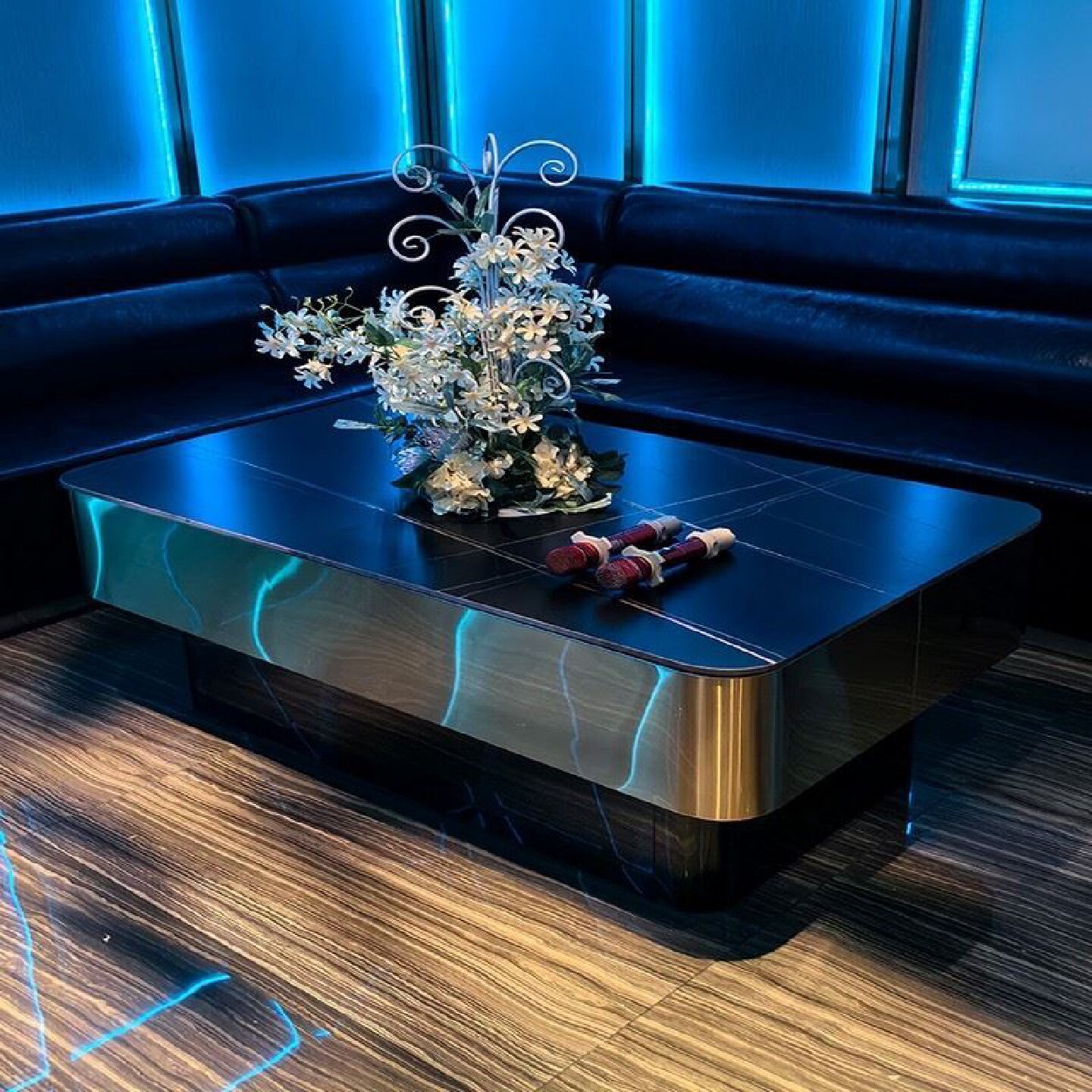 KTV酒吧茶几发光专用钛金不锈钢包厢大厅卡座家用会所夜总会桌子