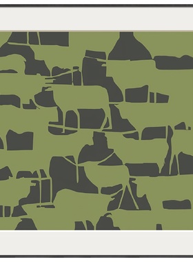 简约现代轻奢客厅装饰画抽象高级感绿色油画艺术背景墙卡纸挂画