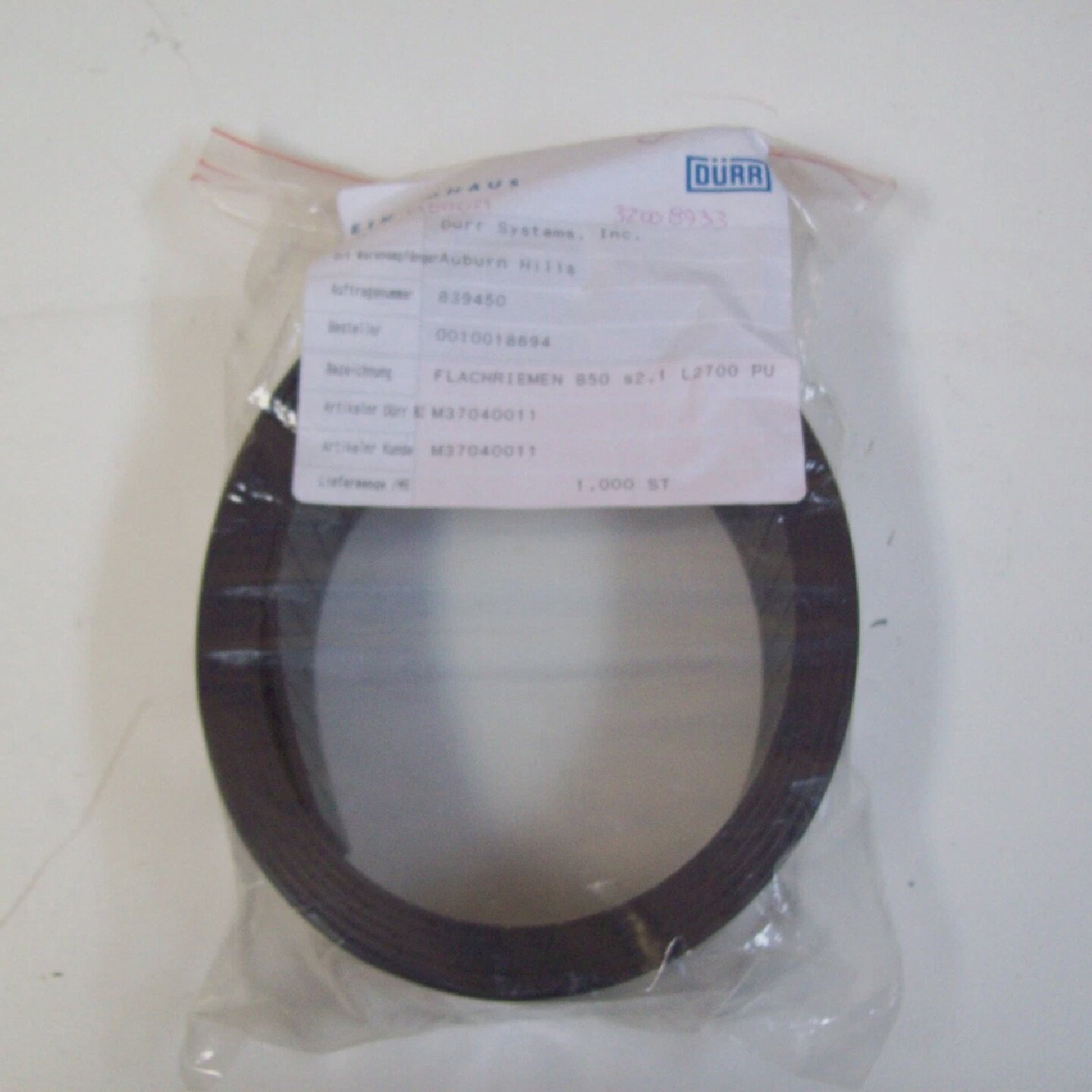 DURR M37040011 FLAT BELT  NEW  FREE SHIPPING