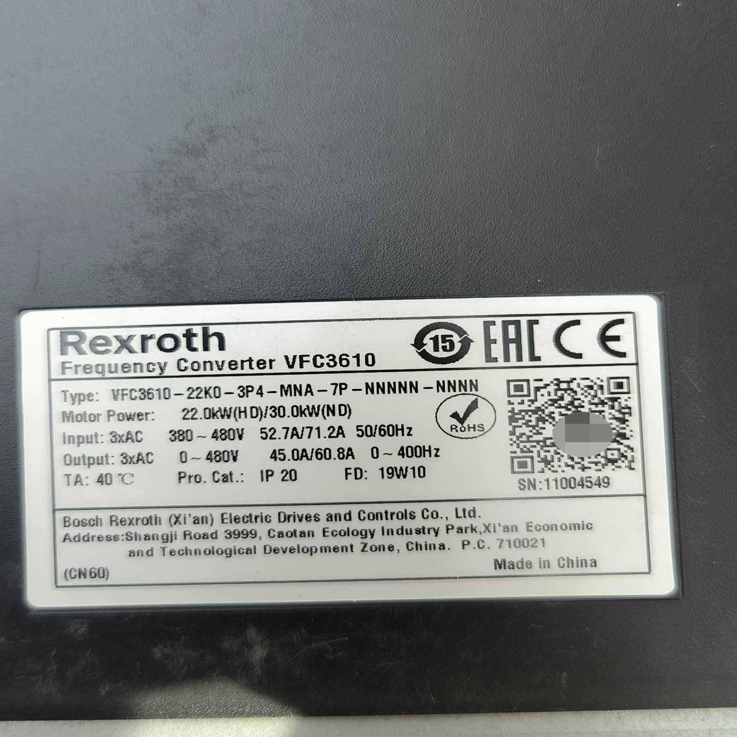【星慕电子】力士乐变频器 VFC3610-20K0-3P4