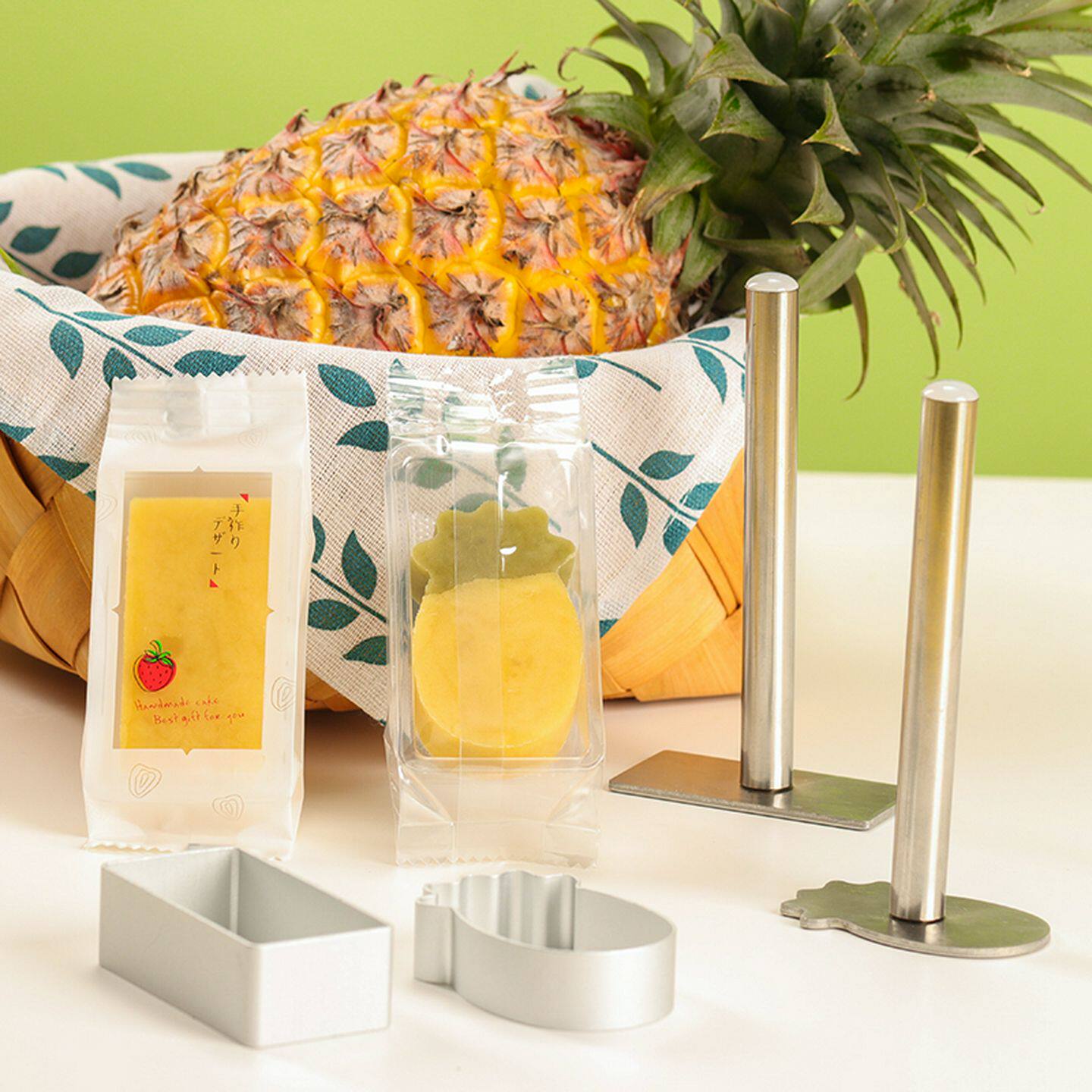 凤梨酥模具10个装凤梨加长方形加高铝合金饼干模不锈钢压平器压杆