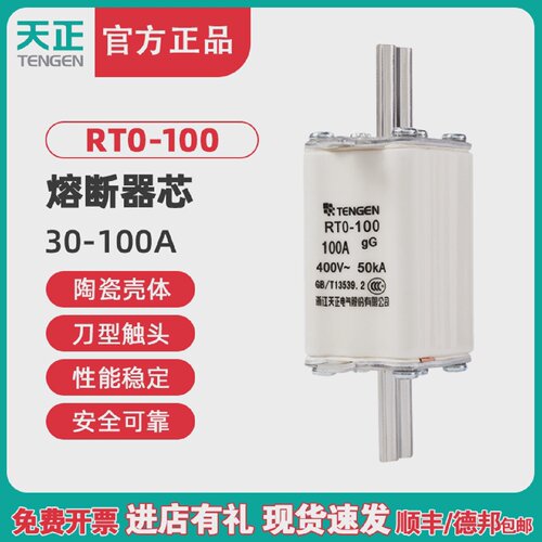 TENGEN天正RTO-100体熔断器熔芯RT0-100A63A80A陶瓷保险丝