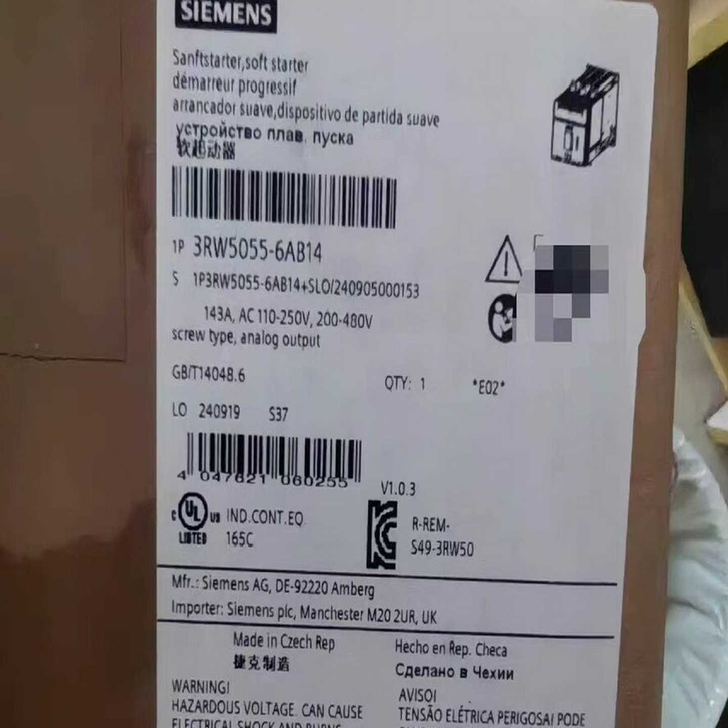 全新原装正品3RW5055-6AB14西门子软启动器，实体经--议价商品