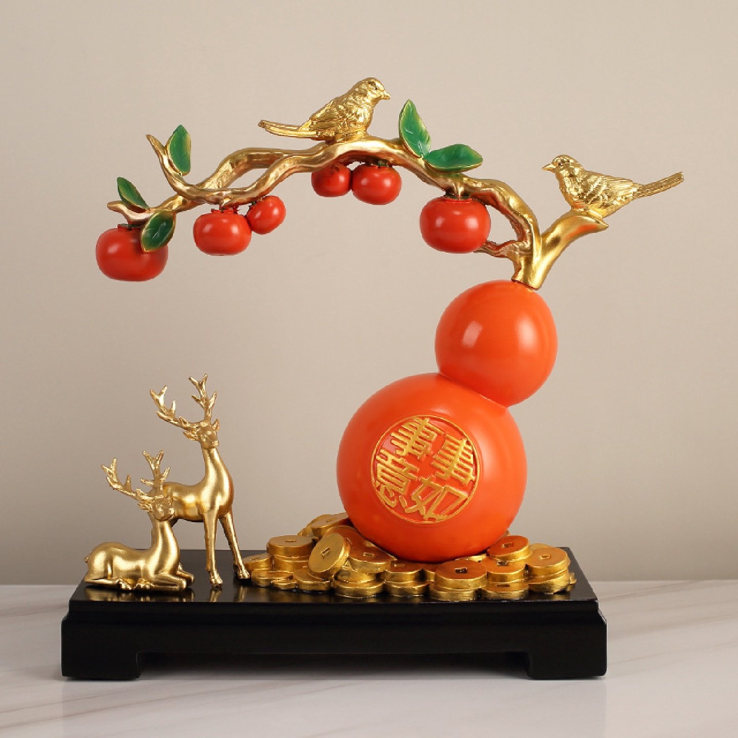 新中式柿子葫芦摆件客厅摆放玄关电视柜酒柜乔迁新居礼物树脂工艺,橡塑材料及制品,亚克力管/有机玻璃管,淘宝优惠券,粉丝福利购,淘宝优惠卷