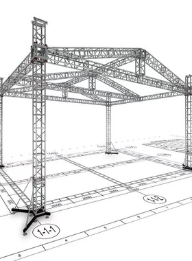 铝合金桁架truss灯光龙门钢铁雷亚T台合唱看台活动舞台架篷房方头