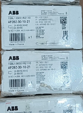 议价ABB接触器AF09Z301021有3只AF30