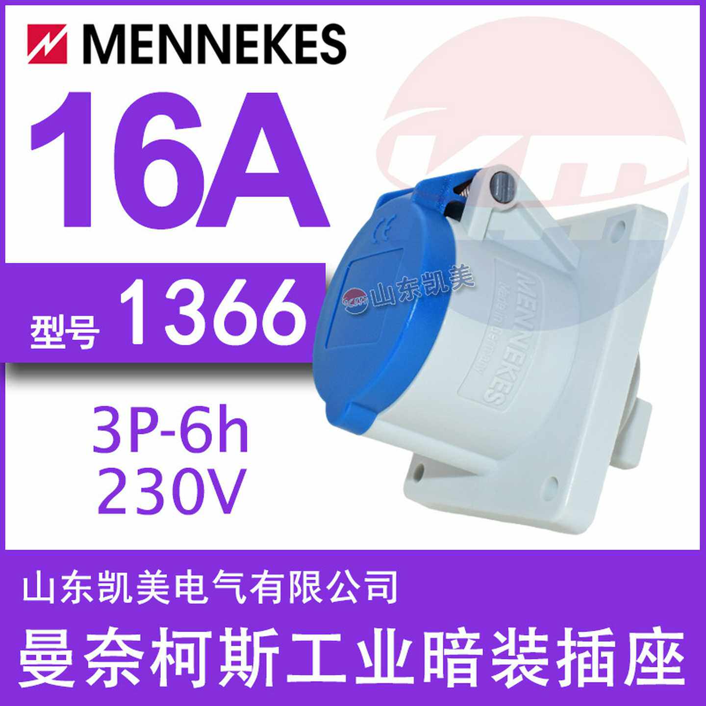 德国l曼奈柯斯暗装直插插座TYP136616A-6H200-250V2PEIP44