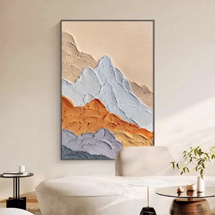 饰画高级肌理感沙发背景墙壁画轻奢玄关挂画 背有靠山客厅装