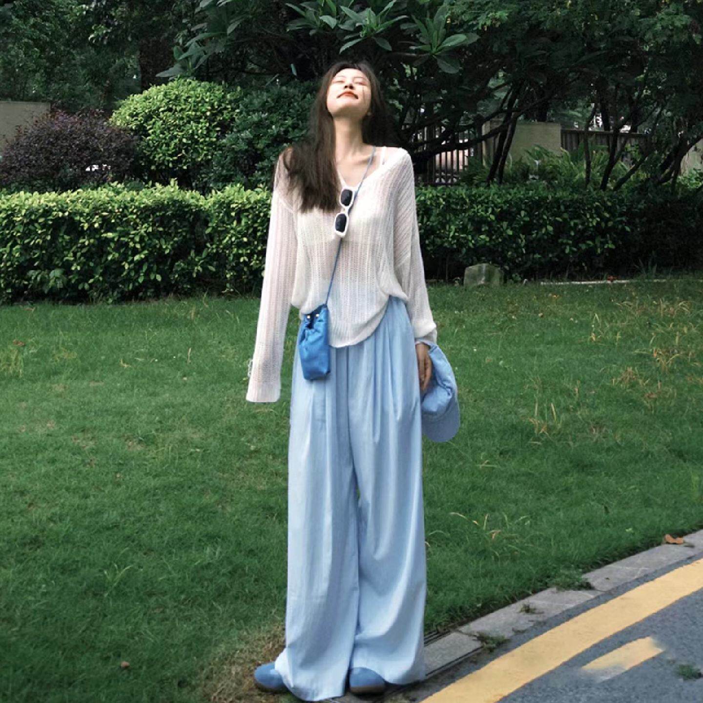 防晒套装女夏冰丝罩衫裤上衣慵懒风穿搭高级感两件套2025新款