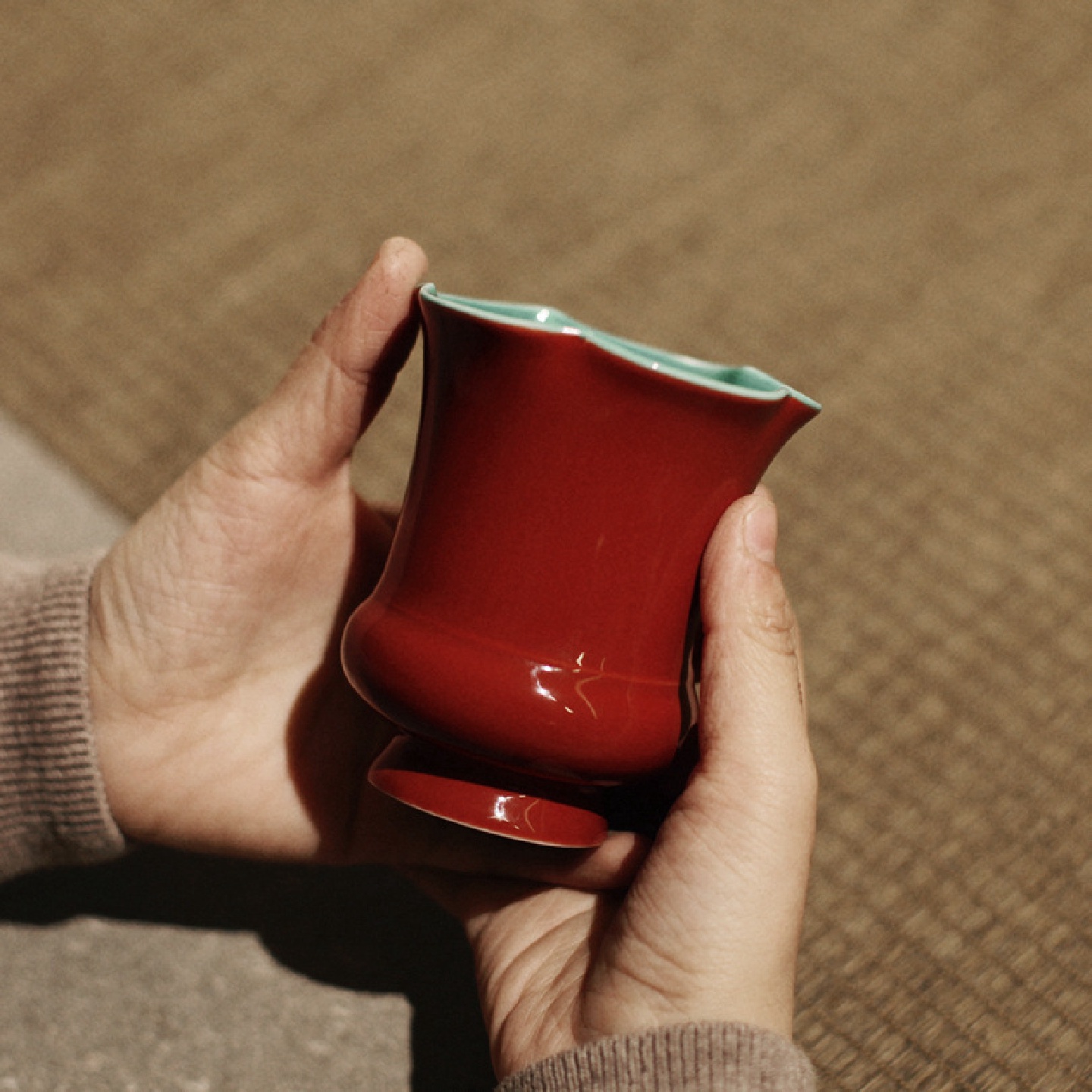 故宫红文房小茶盂建水笔筒六君子花瓶茶渣斗茶道零配工匠家品
