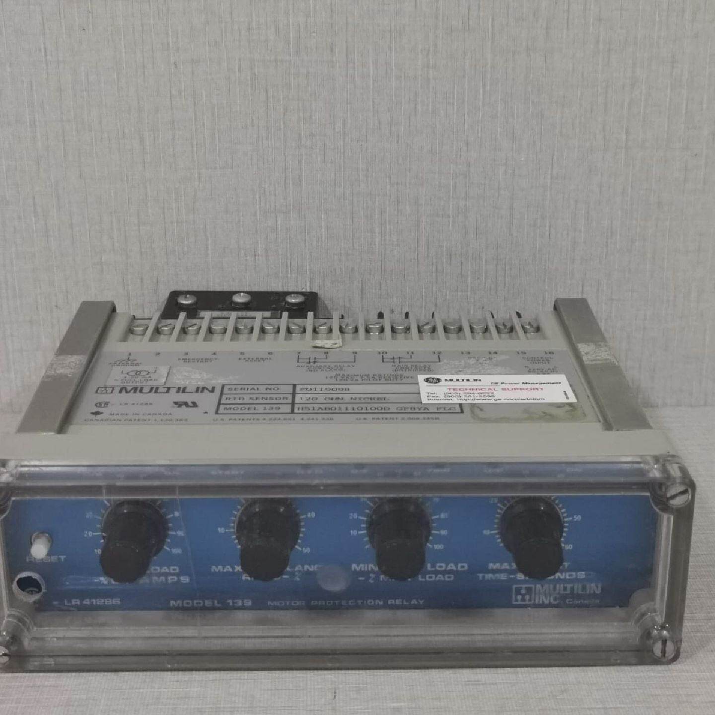 GE MULTILIN 139 H51AB01110100D GF8YA FLC 120 OHM MOTOR PROTE