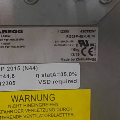 德国施乐百ZIEHLABEGG风机RG28P4EK.41议价