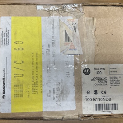 ALLENBRADLEY 100B11OND3 CONTACTOR 3P 110120V 110A OPEN TYPE