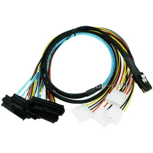 供应全新Mini SAS SFF8087转8482 SAS线硬盘数据电源线一分四SATA