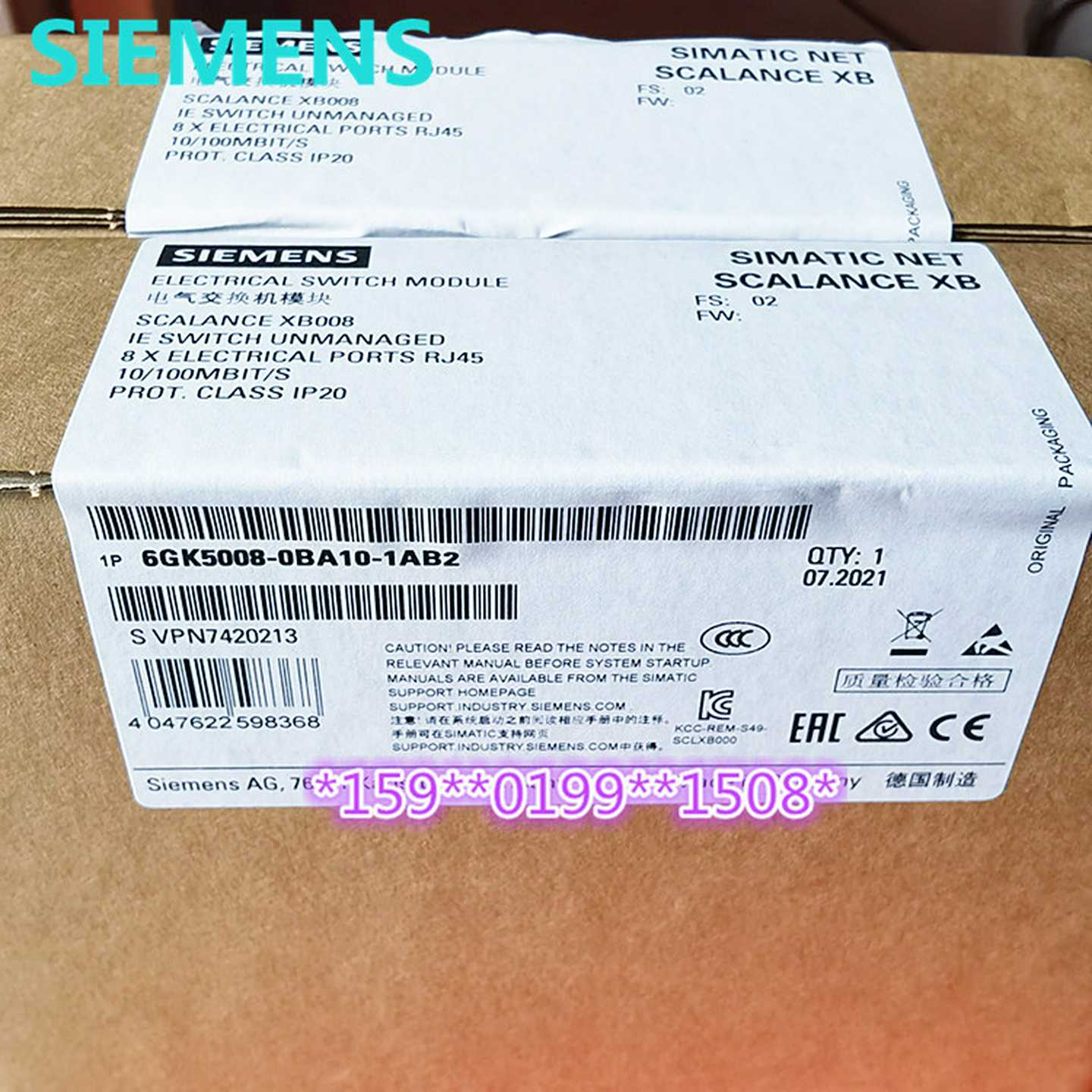 1P 6GK5008-0BA10-1AB2 OBAOO SCALANCE XB008非网管以太网交