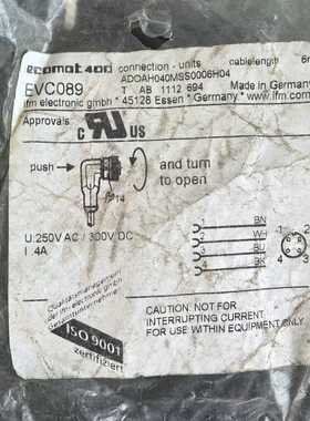 询价EVC089易福门ifm连接线4芯M12连接线6米，全新PU