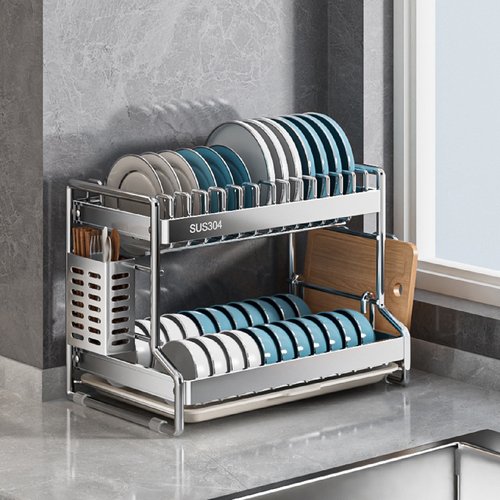 304 Stainless Steel Dish Storage Rack Dish Drain Kitchen Sto
