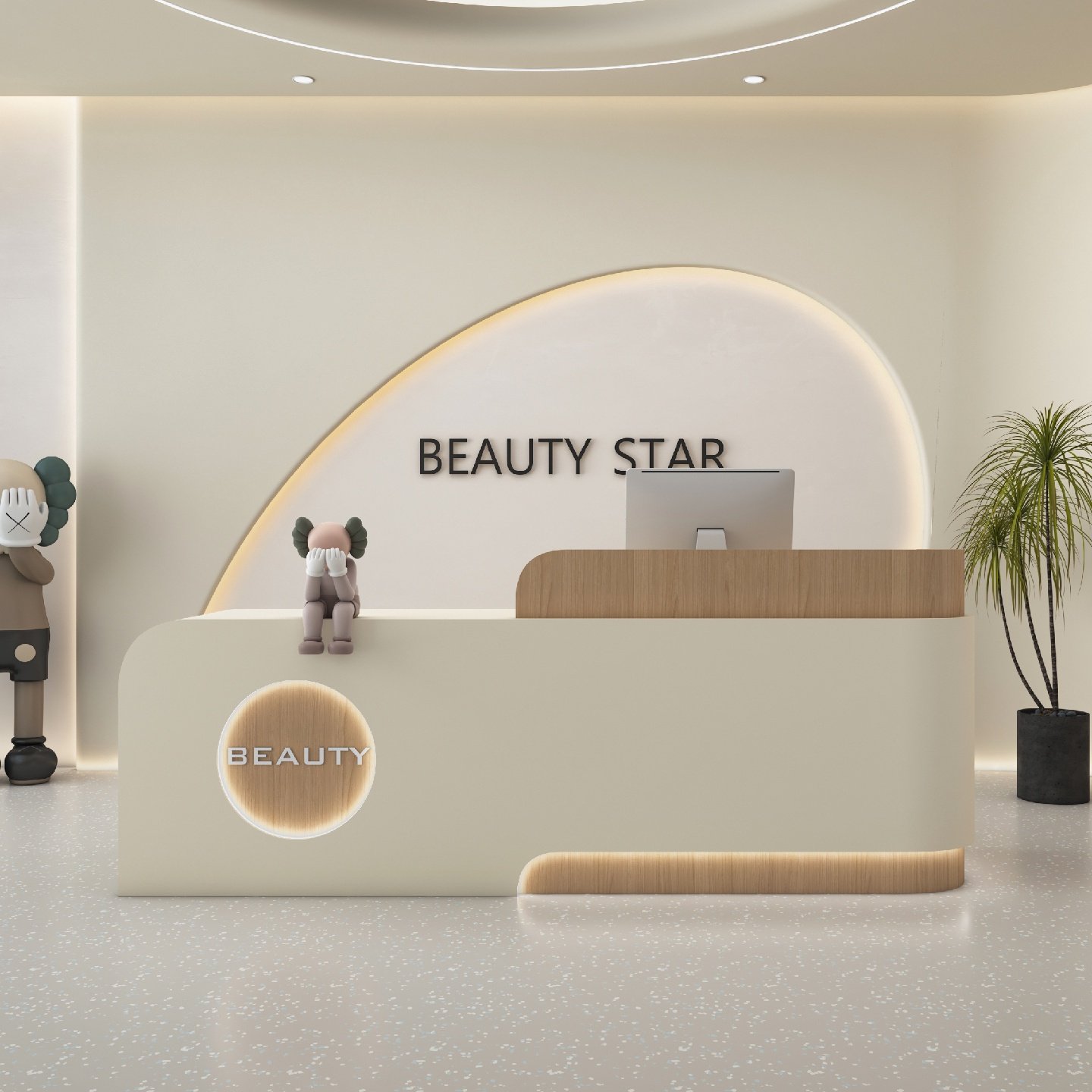 吧台收银台公司弧形前台接待台服装店美容院培训机构美发店轻奢