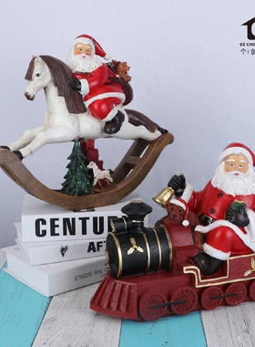 CrossBorder Creative Trojan Clay Santa Train Ornaments Resin