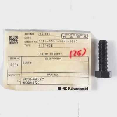 Screw PN 9030249K225 9000044720 For Kawasaki 8S60MCE Genuine